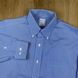 Brooks Brothers Regular Fit Long Sleeve Button Down Shirt Mens M Blue Plaid